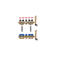 Rozdzielacz do ogrzewania podłogowego QIK STANDARD II 12-obieg. mosiądz GW 1'' x GZ 3/4'' + przepływomierz