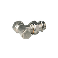 Zawór powrotny VERAFIX-E, kątowy, 3/8", gwint wewnętrzny, ze złączką do grzejnika z uszczelnieniem miękkim