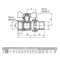 Zawór kulowy VALVEX Onyx mosiądz niklowany, PN40 3/4'' GZ x GW z półśrubunkiem, uchwyt: motylek