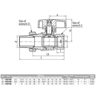 Zawór kulowy VALVEX Tryton mosiądz niklowany, PN40 1'' GZ x GW z półśrubunkiem, uchwyt: motylek