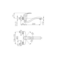 Bateria zlewozmywakowa ścienna KFA Armatura KRZEM, kolor chrom, mosiądz