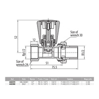 Zawór grzejnikowy VALVEX Activ Plus prosty, połączenie 1/2'' x 1/2'' biały