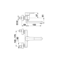 Bateria umywalkowa ścienna KFA Armatura SELEN, chrom, montaż natynkowa