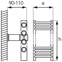Grzejnik drabinkowy FERRO Prosty, podłączenie dolne, rozstaw 406, wym. 900 x 450 mm, kolor biały, moc 363W