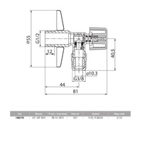 Zawór wodny VALVEX Eko GZ 1/2'' x gz z nakrętką 3/8''
