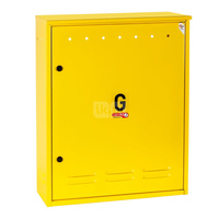 Skrzynka gazowa, 700x850x250, wolnostojąca, metalowa, ze skośnym daszkiem - żółta (na dwa gazomierze w pionie)