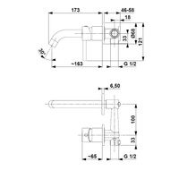 Bateria umywalkowa ścienna KFA Armatura MOZA, złoty, montaż podtynkowa