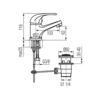 LOGIC bateria umywalkowa stojąca ze sterowanym spustem