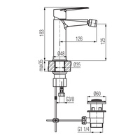 QUASAR Bateria bidetowa stojąca z korkiem spustowym