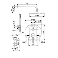 Zestaw natryskowy MOZA podtynkowy z baterią 3 funkcyjną, czarna