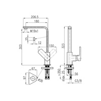 Bateria zlewozmywakowa KFA Armatura KORUND, kolor chrom, mosiądz