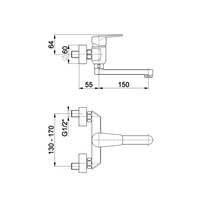 Bateria umywalkowa ścienna KFA Armatura GERMAN, chrom, montaż natynkowa