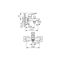 Bateria wannowa ścienna FERRO VITTO BLACK VERDELINE, kolor czarny