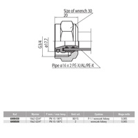 Złącze VALVEX Pex-Al 2-16-G3/4/18, mosiądz (niklowany), 3/4'' x 16 mm (GW x zz)