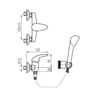 GALEO Bateria natryskowa ścienna z akcesoriami