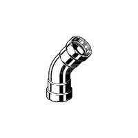 Megapress S-łuk 45 st. z SC-Contur stal niestopowa, powłoka cynkowo-niklowa, przyłącza zaprasowywane, nr wzoru 4326 centralne ogrzewanie zgodne z AGFW FW 524 DN: 10 D: ⅜