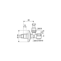 Regulacyjny zawór kątowy COMFORT 3/8" chrom bez ASAG