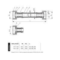PHA-9125 G3/4xG3/4 30cm WW PN12 DN8 Przyłącze elastyczne CuZn-EPDM-304