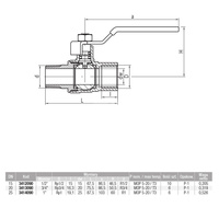 Kurek kulowy do gazu nikl z dźwig. Stal. (DSt) ORION (wersja N-W) 1/2