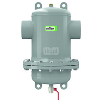 Separator mikropęcherzy REFLEX D 88.9 R, 10 bar / 110'C, z kołnierzem rewizyjnym, kolor: szary