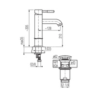 VEGANE Bateria umywalkowa stojąca wysoka ze spustem