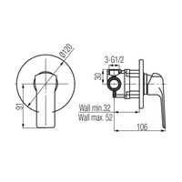 AURORA Bateria natryskowa podtynkowa
