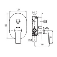 AURORA ROSE GOLD Bateria wannowo-natryskowa podtynkowa