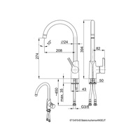 Bateria zlewozmywakowa stojąca KFA Armatura ANGELIT, kolor chrom, mosiądz