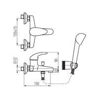 GALEO Bateria wannowa ścienna z akcesoriami