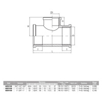 Trójnik VALVEX TWIST mosiądz 1'' x 1/2'' x 1'' GW
