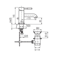 VEGANE Bateria umywalkowa stojąca ze spustem