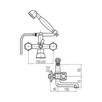 CLASS Bateria wannowa ścienna z akcesoriami