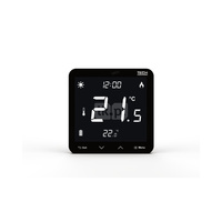 Bezprzewodowy  zasilany 230V regulator pokojowy dwustanowy (panel przedni ze szkła) czarny, model ST-297z v2