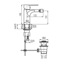 DALI BLACK Bateria bidetowa stojąca z korkiem spustowym